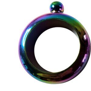 Rainbow Stainless Steel Bangle Flask Chic & Tonic 4 Oz Capacity Screw-On Cap